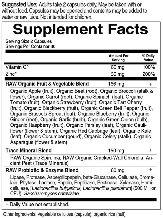 Garden of Life Zinc Vitamin - Vitamin Code Raw Zinc Whole Food Supplement with Vitamin C, Vegan, 60 Capsules