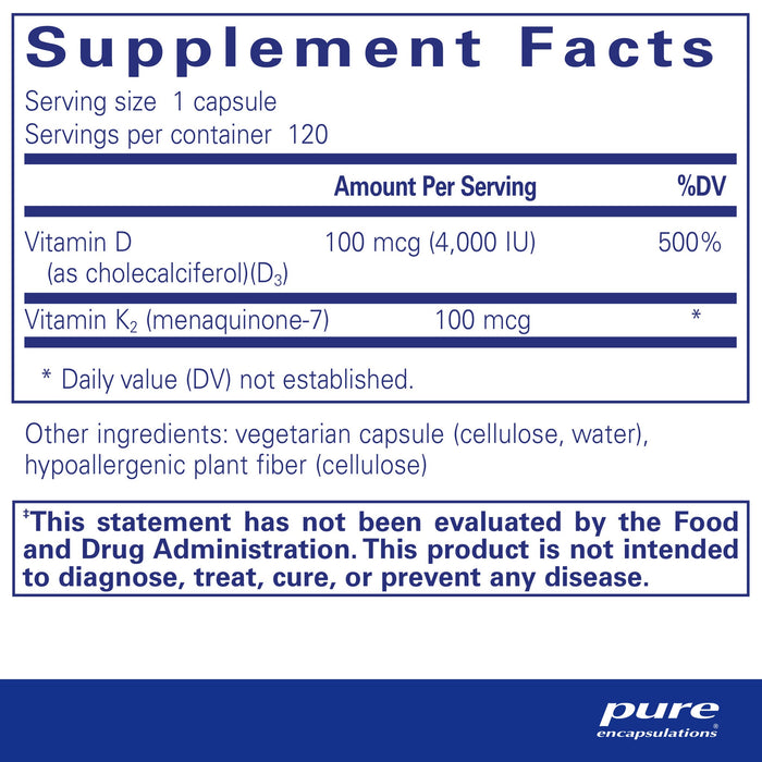 Vitamin D3 & K2 120 Capsules VDK41