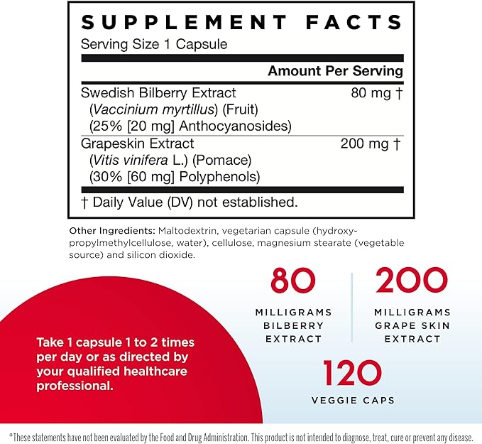 Bilberry + Grapeskin Polyphenols 120vcap