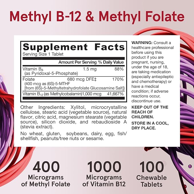 Methyl B-12 & Methyl Folate 100 Chewable Tablets