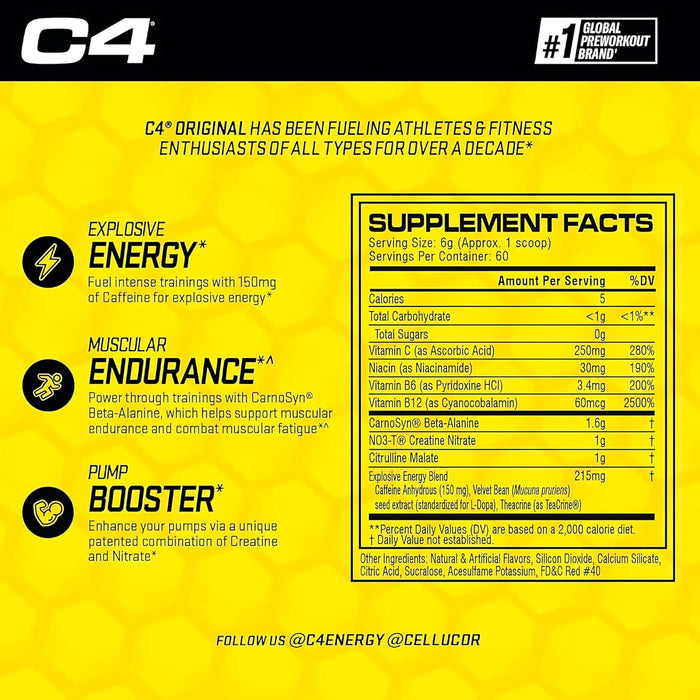 Cellucor C4 Original Pre Workout Powder Energy Drink For Men & Women 60SRV