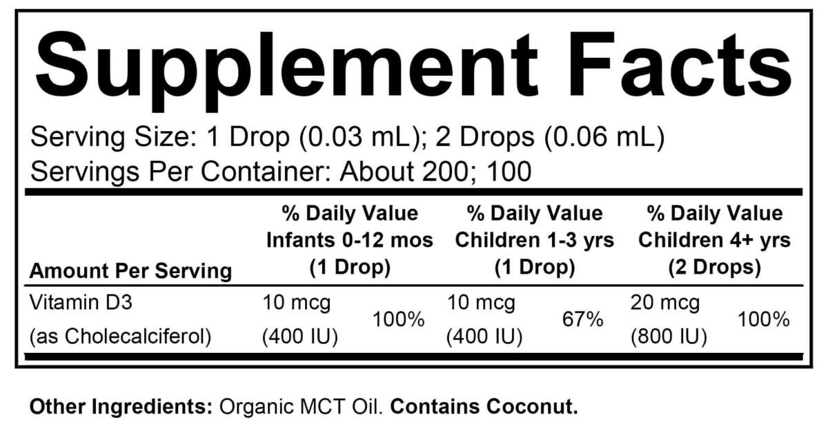 Organic Vitamin D3 0.338 Fluid Ounce (10 ml) Natural Berry Flavor Liquid Formula