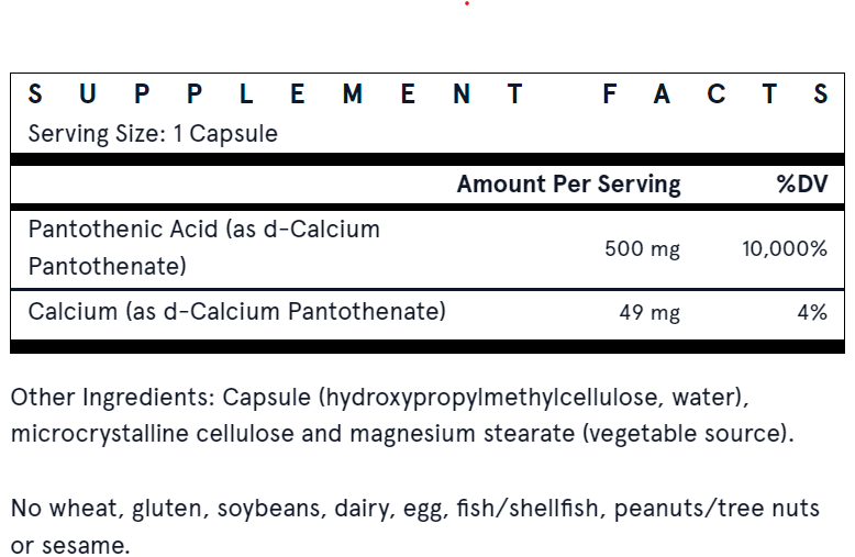 Pantothenic Acid 500 100CAPS