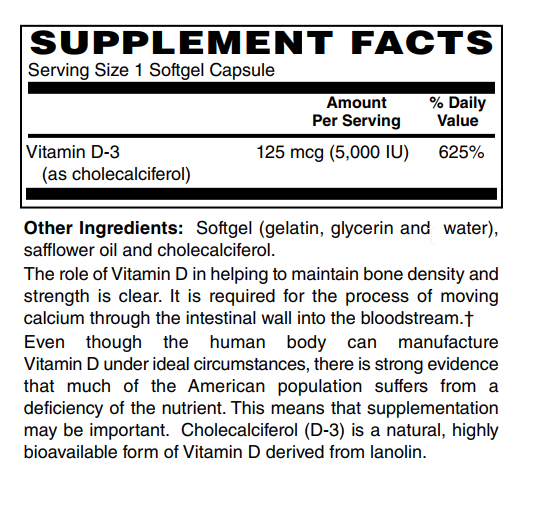 Vitamin D3 5000iu 100sg (899491430443)